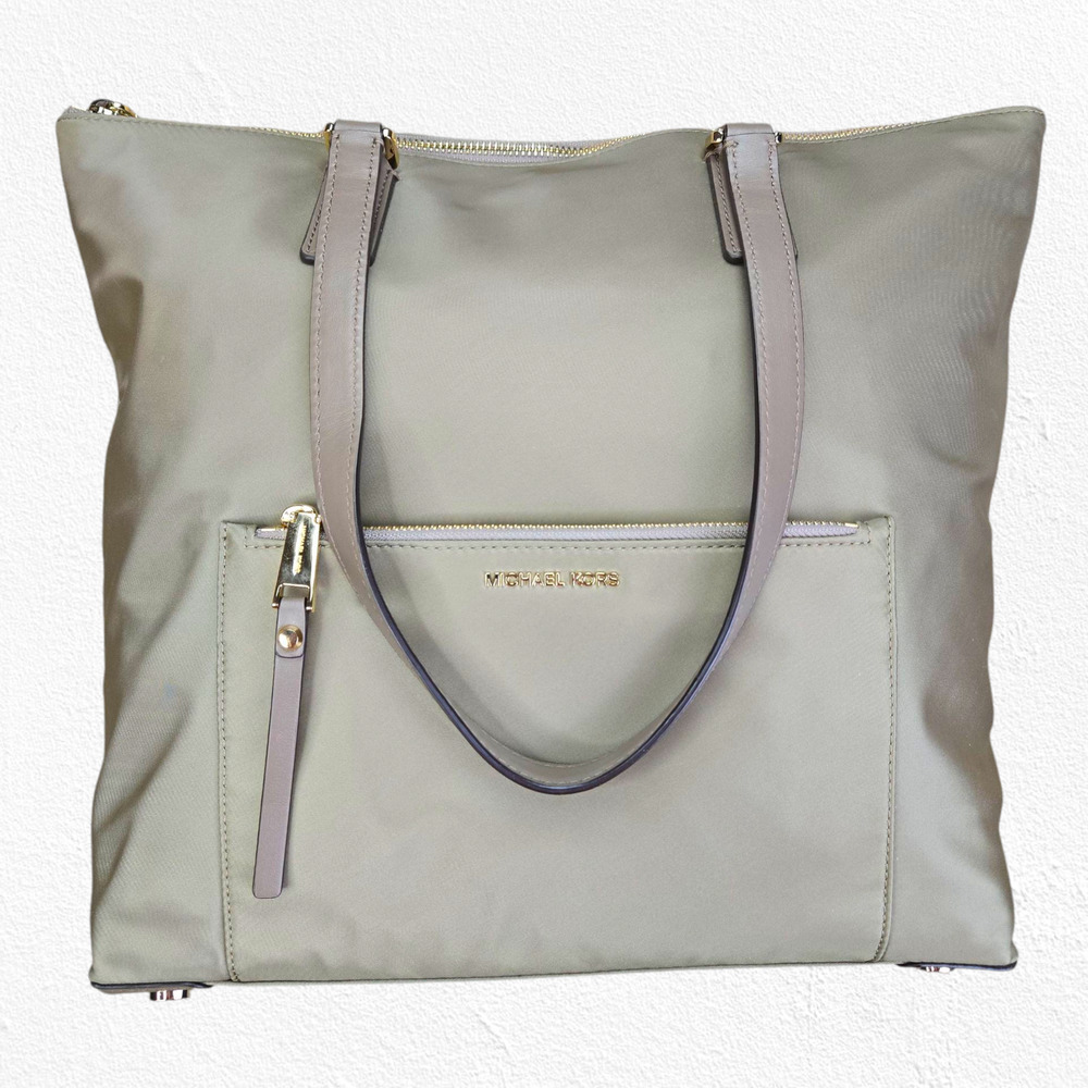 Michael Kors Ariana Tote Dusk Sage Green Nylon Travel Shoulder Designer Purse - Picture 3 of 16